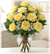 1 Dz Long Stem Yellow Roses Arrangement
