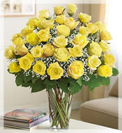3 Dz Long Stem Yellow Roses Arrangement