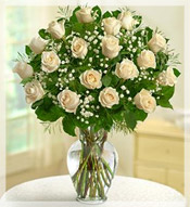 2 Dz Long Stem White Roses Arrangement